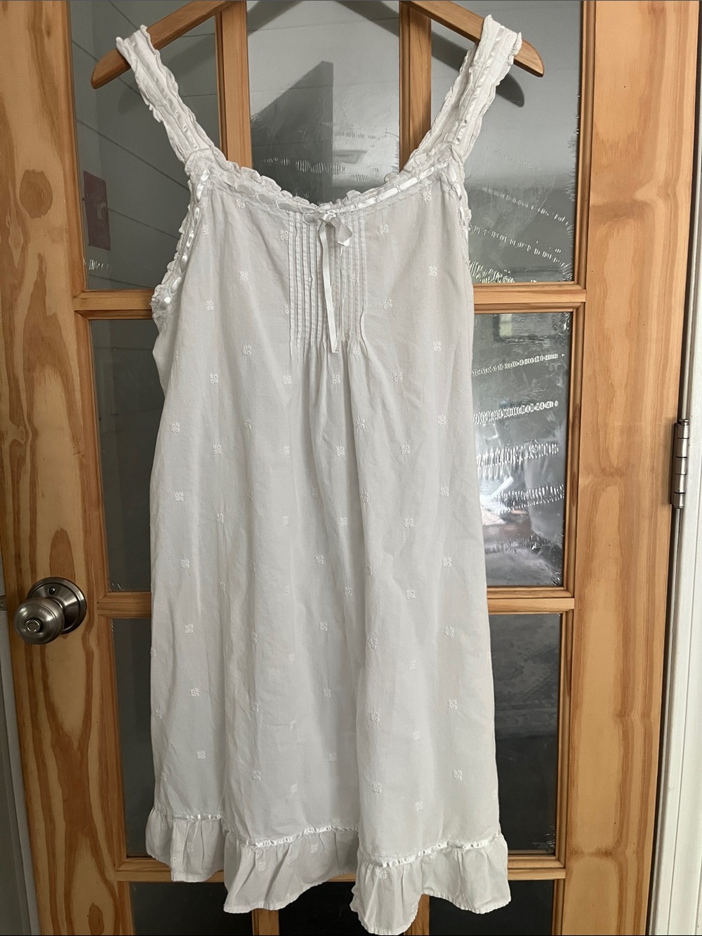 Saint Tropez west 100% cotton eyelet chemise nightgown, Sz large, cottagecore - Picture 1 of 6